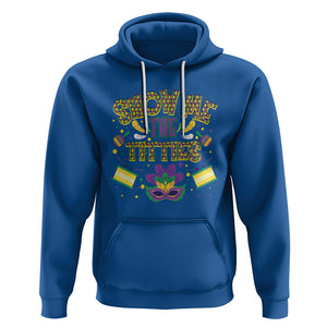 Mardi Gras Hoodie Show Me The Titties Funny Party TS09 Royal Blue Printyourwear