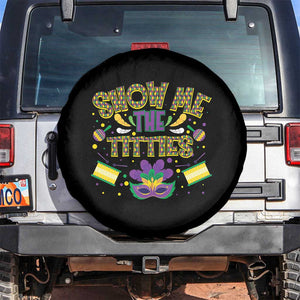 Mardi Gras Spare Tire Cover Show Me The Titties Funny Party TS09 No hole Black Print Your Wear