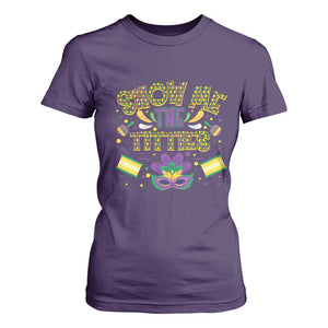 Mardi Gras T Shirt For Women Show Me The Titties Funny Party TS09 Purple Print Your Wear