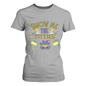 Mardi Gras T Shirt For Women Show Me The Titties Funny Party TS09 Sport Gray Print Your Wear