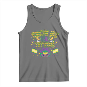 Mardi Gras Tank Top Show Me The Titties Funny Party TS09 Black Heather Print Your Wear