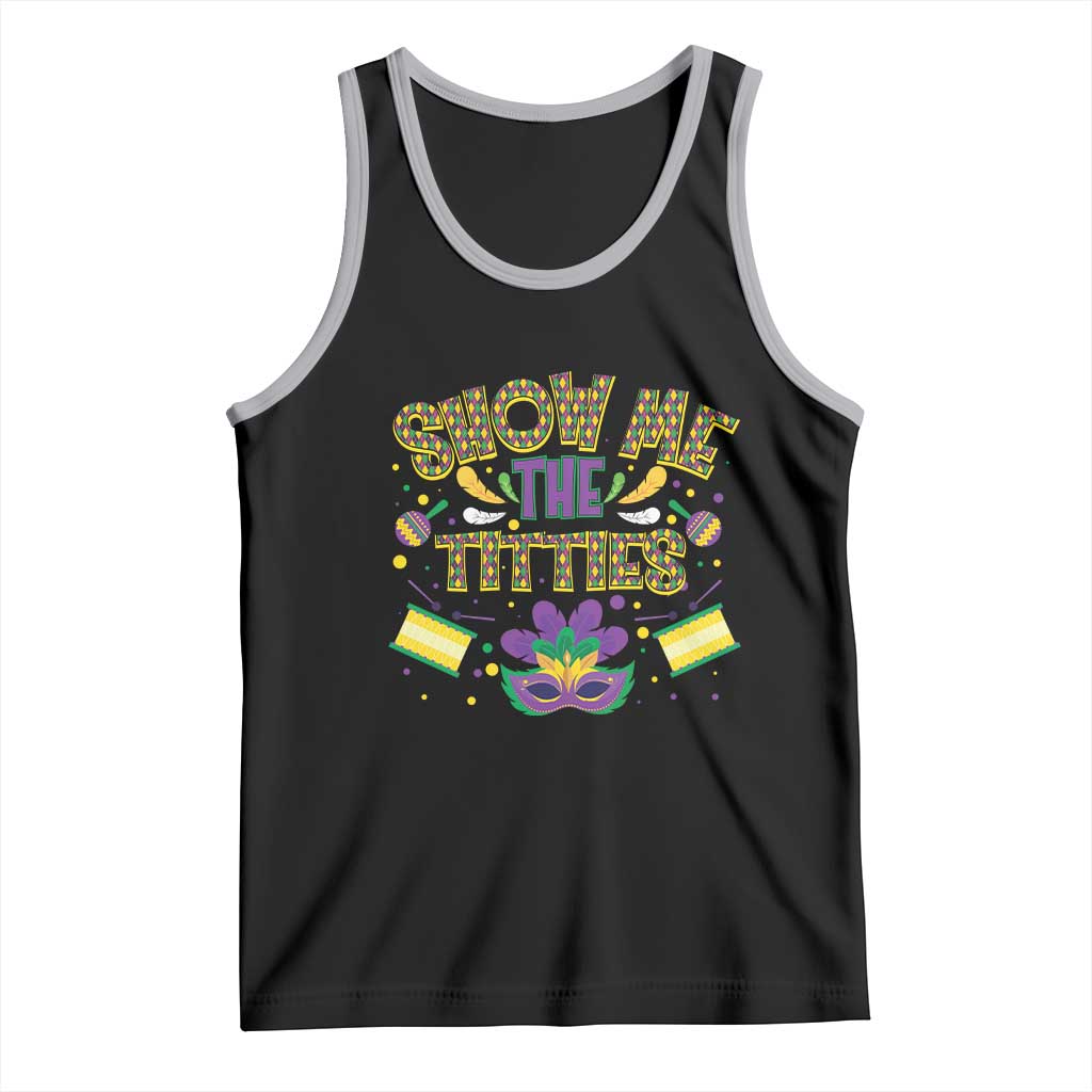 Mardi Gras Tank Top Show Me The Titties Funny Party TS09 Black Athletic Heather Print Your Wear