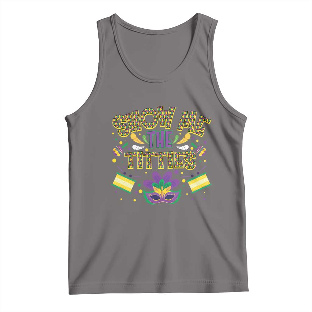 Mardi Gras Tank Top Show Me The Titties Funny Party TS09 Deep Heather Print Your Wear