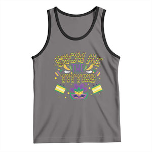 Mardi Gras Tank Top Show Me The Titties Funny Party TS09 Deep Heather Black Print Your Wear