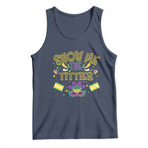 Mardi Gras Tank Top Show Me The Titties Funny Party TS09 Navy Print Your Wear