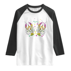 Mardi Gras Raglan Shirt Show Me The Titties Funny Skeleton Crawfish TS09 White Black Print Your Wear