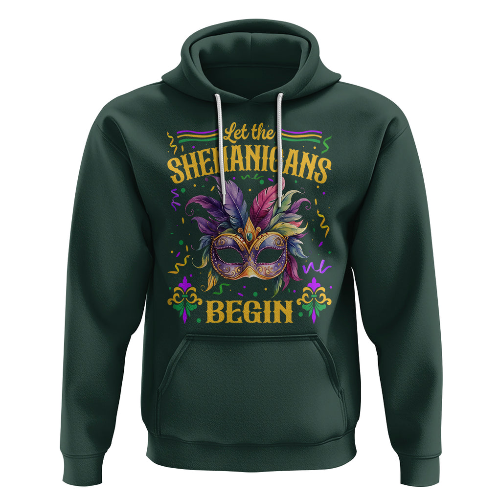 Mardi Gras Hoodie Let The Shenanigans Begin TS09 Dark Forest Green Printyourwear