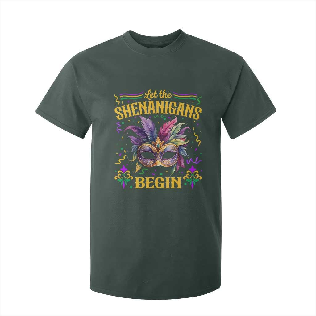 Mardi Gras T Shirt For Kid Let The Shenanigans Begin TS09 Dark Forest Green Print Your Wear
