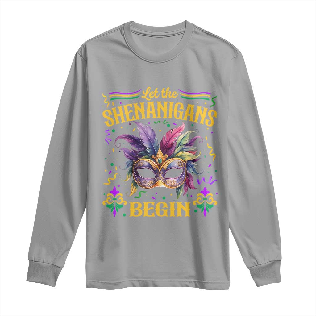 Mardi Gras Long Sleeve Shirt Let The Shenanigans Begin TS09 Sport Gray Print Your Wear