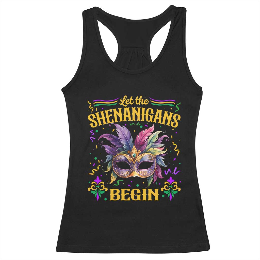 Mardi Gras Racerback Tank Top Let The Shenanigans Begin TS09 Black Print Your Wear