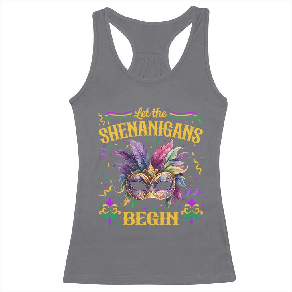 Mardi Gras Racerback Tank Top Let The Shenanigans Begin TS09 Charcoal Print Your Wear