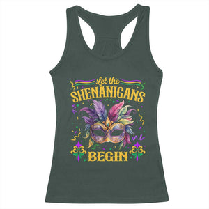 Mardi Gras Racerback Tank Top Let The Shenanigans Begin TS09 Dark Forest Green Print Your Wear