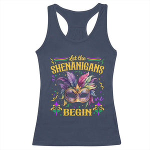 Mardi Gras Racerback Tank Top Let The Shenanigans Begin TS09 Navy Print Your Wear