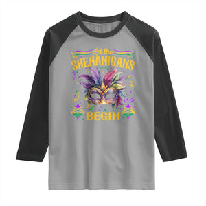 Mardi Gras Raglan Shirt Let The Shenanigans Begin TS09 Sport Gray Black Print Your Wear