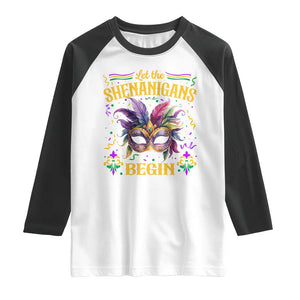 Mardi Gras Raglan Shirt Let The Shenanigans Begin TS09 White Black Print Your Wear