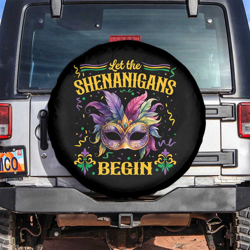 Mardi Gras Spare Tire Cover Let The Shenanigans Begin TS09 No hole Black Print Your Wear