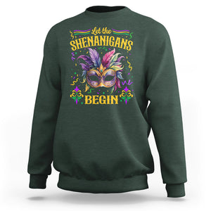 Mardi Gras Sweatshirt Let The Shenanigans Begin TS09 Dark Forest Green Printyourwear