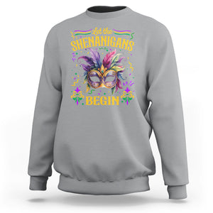 Mardi Gras Sweatshirt Let The Shenanigans Begin TS09 Sport Gray Printyourwear