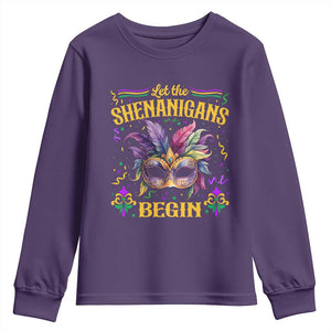 Mardi Gras Youth Sweatshirt Let The Shenanigans Begin TS09 Purple Print Your Wear