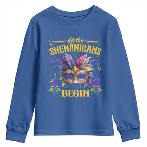 Mardi Gras Youth Sweatshirt Let The Shenanigans Begin TS09 Royal Blue Print Your Wear