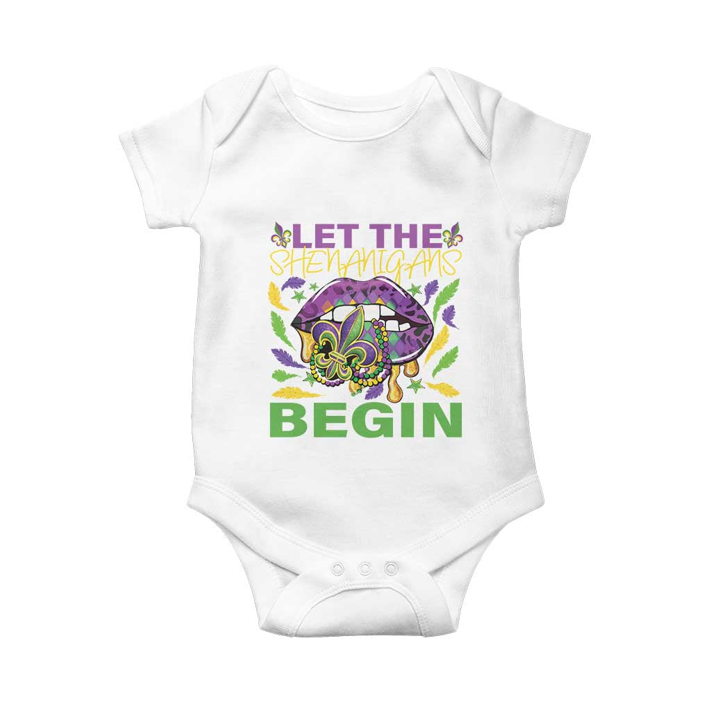 Mardi Gras Baby Onesie Let The Shenanigans Begin Leopard Lips TS09 White Print Your Wear