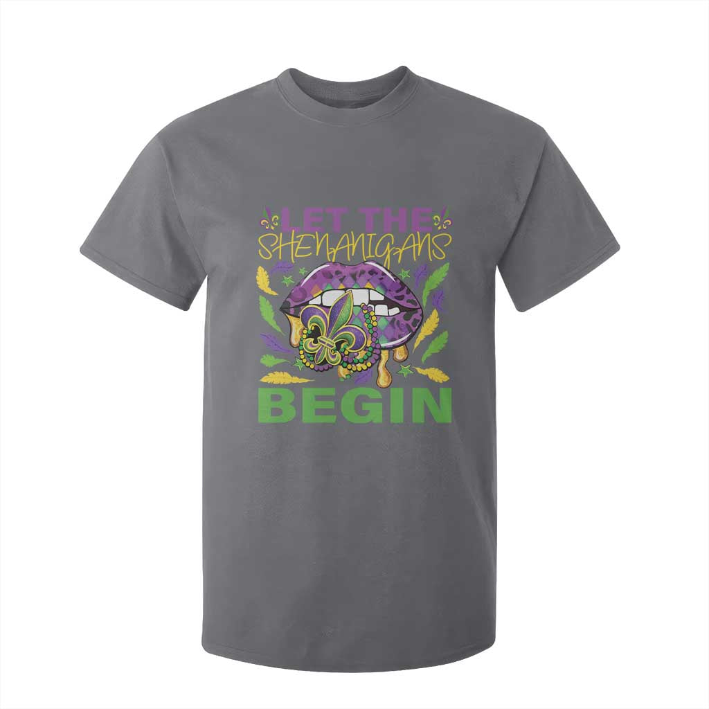 Mardi Gras T Shirt For Kid Let The Shenanigans Begin Leopard Lips TS09 Charcoal Print Your Wear