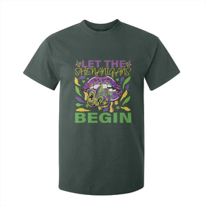 Mardi Gras T Shirt For Kid Let The Shenanigans Begin Leopard Lips TS09 Dark Forest Green Print Your Wear