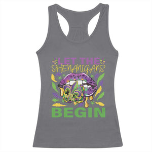 Mardi Gras Racerback Tank Top Let The Shenanigans Begin Leopard Lips TS09 Charcoal Print Your Wear