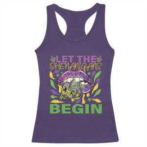 Mardi Gras Racerback Tank Top Let The Shenanigans Begin Leopard Lips TS09 Purple Print Your Wear