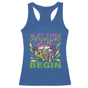 Mardi Gras Racerback Tank Top Let The Shenanigans Begin Leopard Lips TS09 Royal Blue Print Your Wear