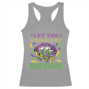 Mardi Gras Racerback Tank Top Let The Shenanigans Begin Leopard Lips TS09 Sport Gray Print Your Wear