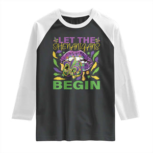 Mardi Gras Raglan Shirt Let The Shenanigans Begin Leopard Lips TS09 Black White Print Your Wear