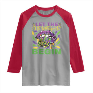 Mardi Gras Raglan Shirt Let The Shenanigans Begin Leopard Lips TS09 Sport Gray Red Print Your Wear