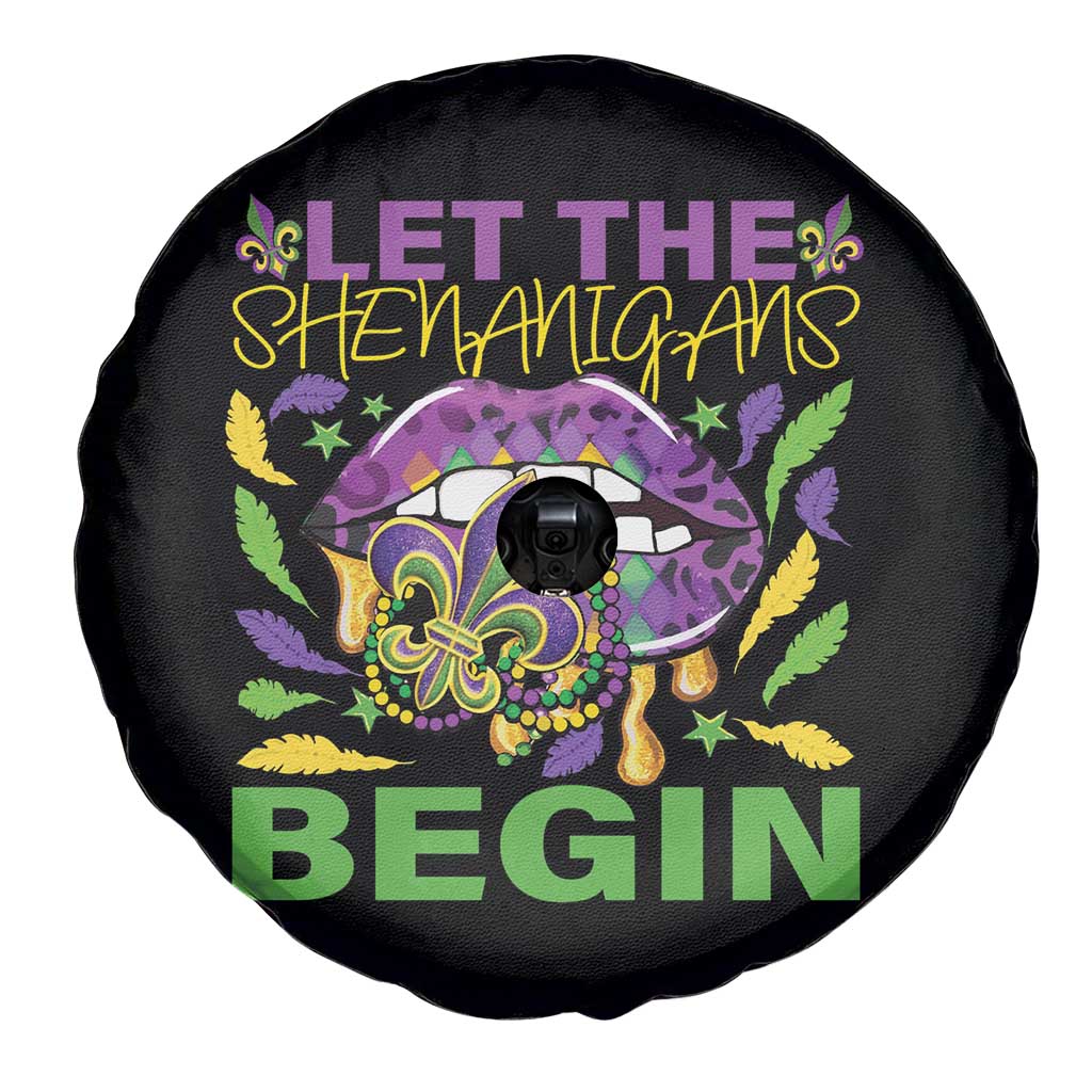 Mardi Gras Spare Tire Cover Let The Shenanigans Begin Leopard Lips TS09 Print Your Wear