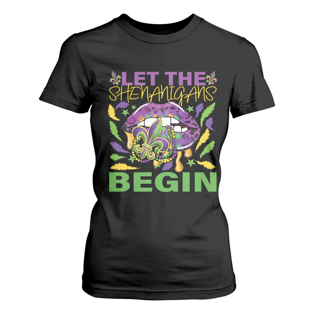 Mardi Gras T Shirt For Women Let The Shenanigans Begin Leopard Lips TS09 Black Print Your Wear