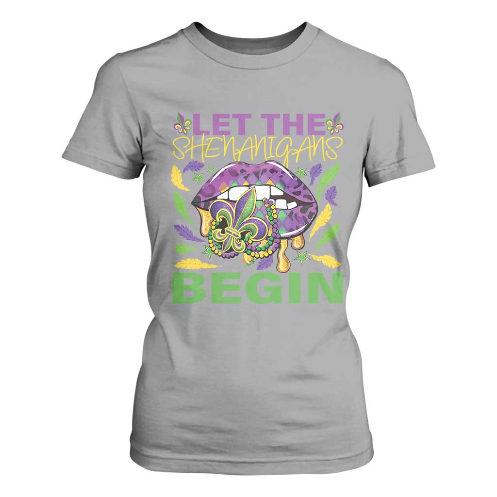 Mardi Gras T Shirt For Women Let The Shenanigans Begin Leopard Lips TS09 Sport Gray Print Your Wear