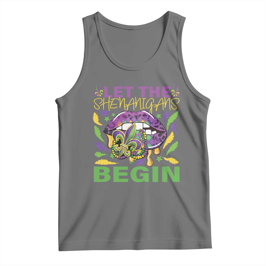 Mardi Gras Tank Top Let The Shenanigans Begin Leopard Lips TS09 Black Heather Print Your Wear