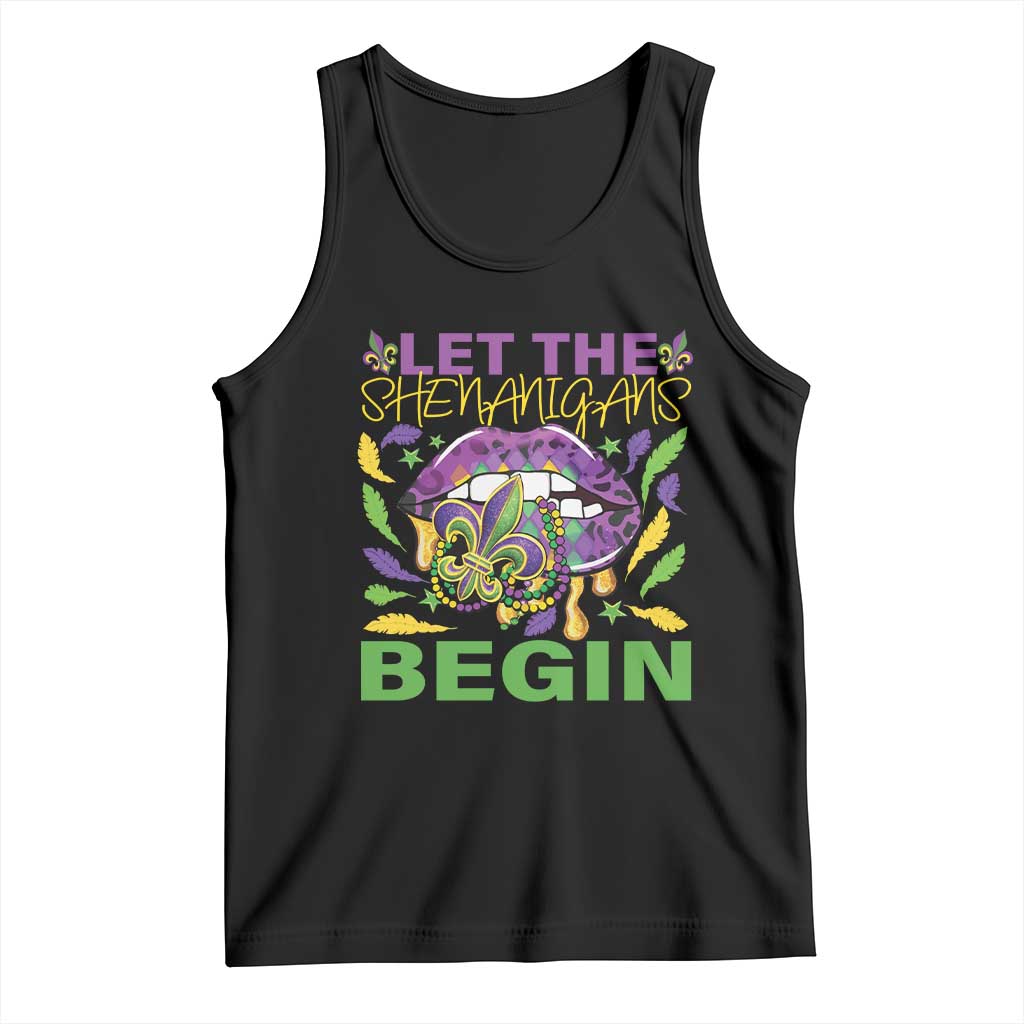 Mardi Gras Tank Top Let The Shenanigans Begin Leopard Lips TS09 Black Print Your Wear