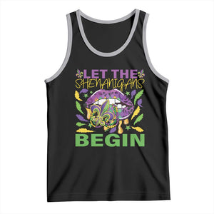 Mardi Gras Tank Top Let The Shenanigans Begin Leopard Lips TS09 Black Athletic Heather Print Your Wear