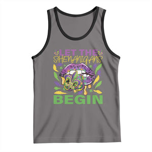 Mardi Gras Tank Top Let The Shenanigans Begin Leopard Lips TS09 Deep Heather Black Print Your Wear
