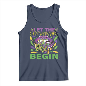 Mardi Gras Tank Top Let The Shenanigans Begin Leopard Lips TS09 Navy Print Your Wear