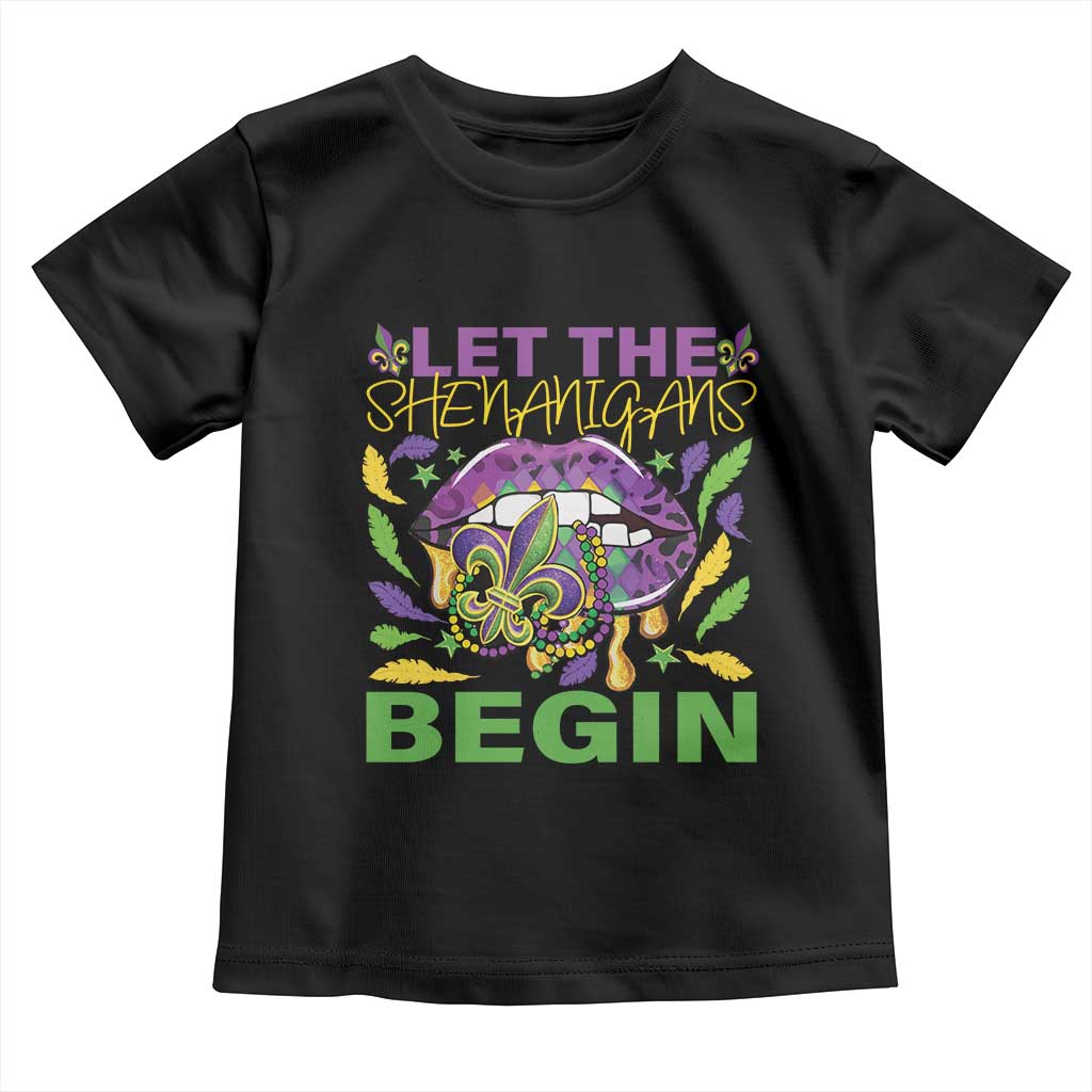 Mardi Gras Toddler T Shirt Let The Shenanigans Begin Leopard Lips TS09 Black Print Your Wear