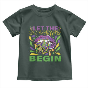 Mardi Gras Toddler T Shirt Let The Shenanigans Begin Leopard Lips TS09 Dark Forest Green Print Your Wear