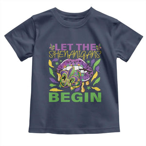 Mardi Gras Toddler T Shirt Let The Shenanigans Begin Leopard Lips TS09 Navy Print Your Wear