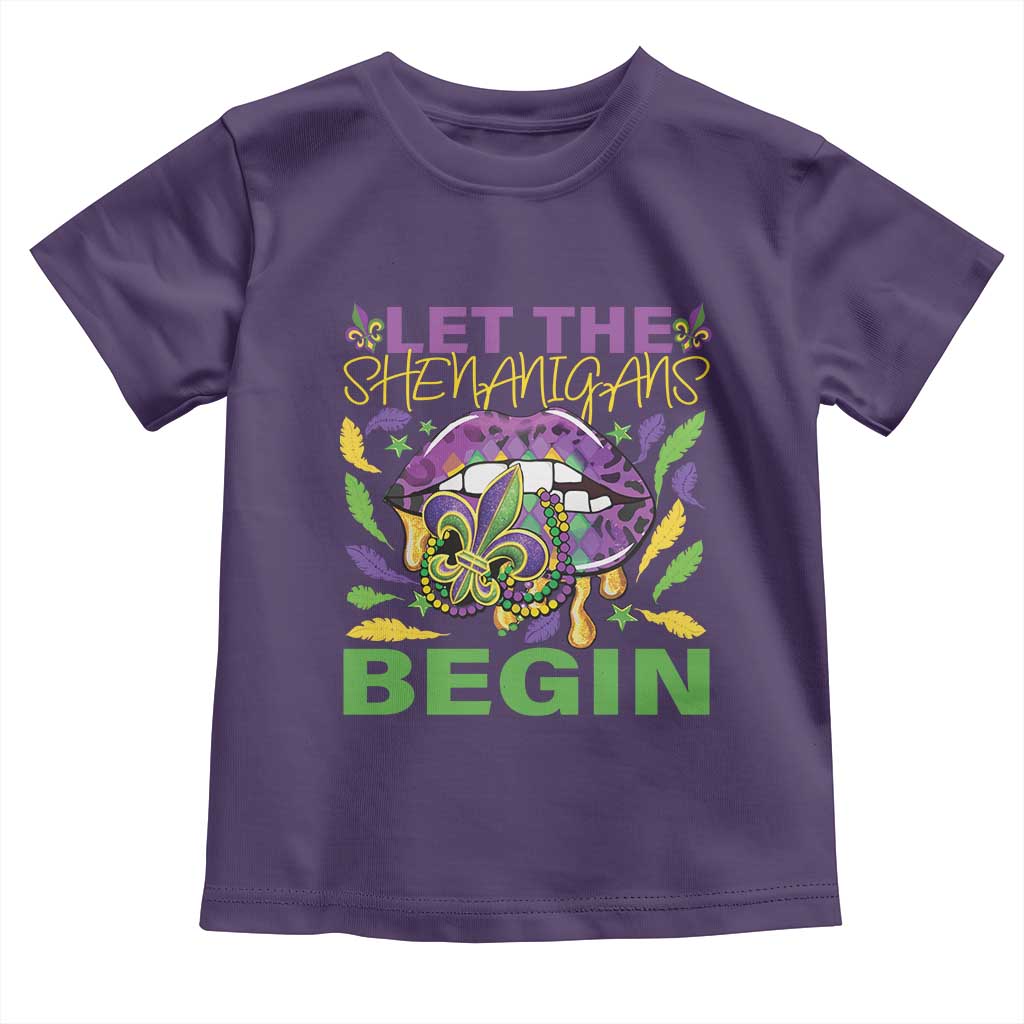 Mardi Gras Toddler T Shirt Let The Shenanigans Begin Leopard Lips TS09 Purple Print Your Wear