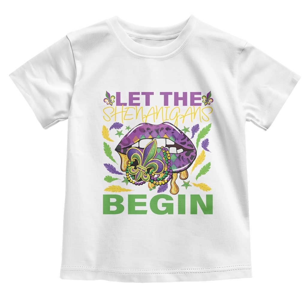 Mardi Gras Toddler T Shirt Let The Shenanigans Begin Leopard Lips TS09 White Print Your Wear