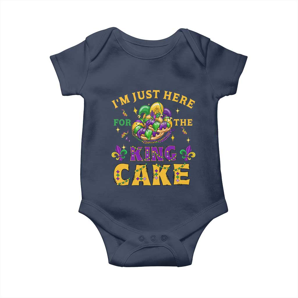 Funny Mardi Gras Baby Onesie I'm Just Here For The King Cake TS09 Navy Print Your Wear