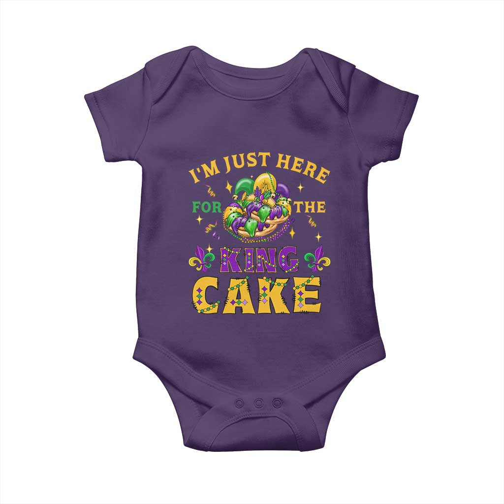 Funny Mardi Gras Baby Onesie I'm Just Here For The King Cake TS09 Purple Print Your Wear