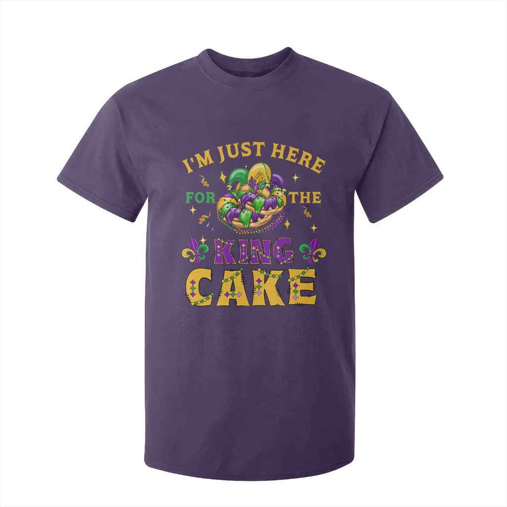 Funny Mardi Gras T Shirt For Kid I'm Just Here For The King Cake TS09 Purple Print Your Wear