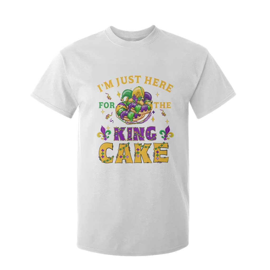 Funny Mardi Gras T Shirt For Kid I'm Just Here For The King Cake TS09 White Print Your Wear